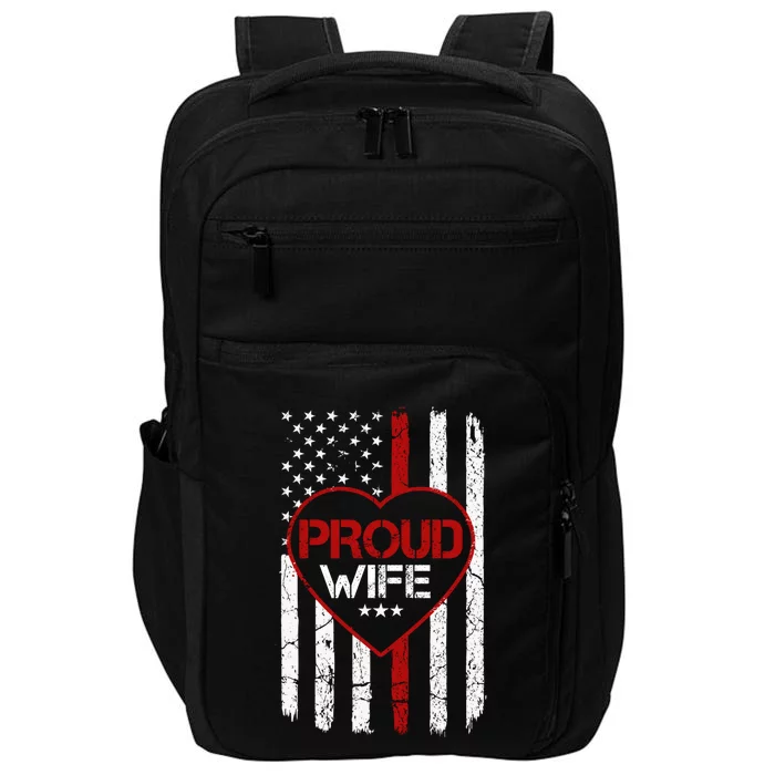 Proud Firefighter Wife American Flag Tee For Fire Wife Gift Impact Tech Backpack