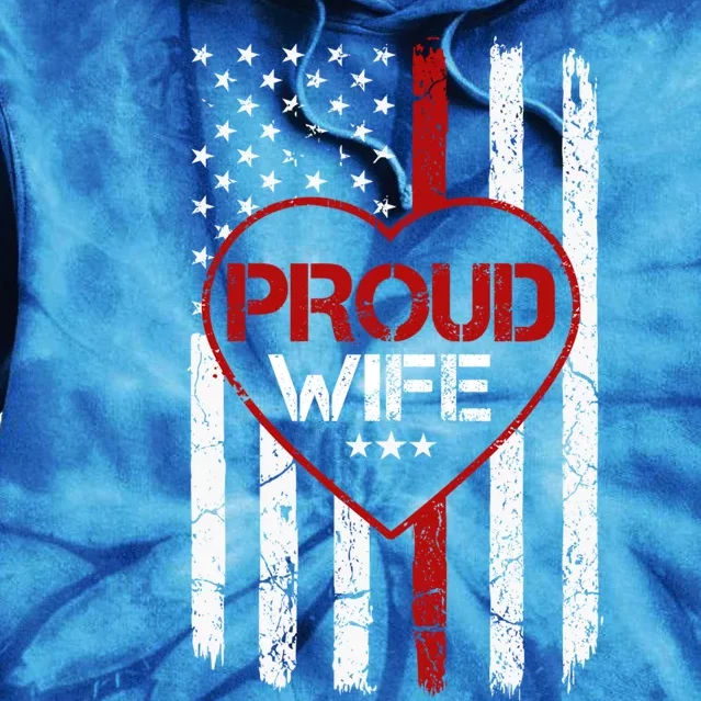 Proud Firefighter Wife American Flag Tee For Fire Wife Gift Tie Dye Hoodie