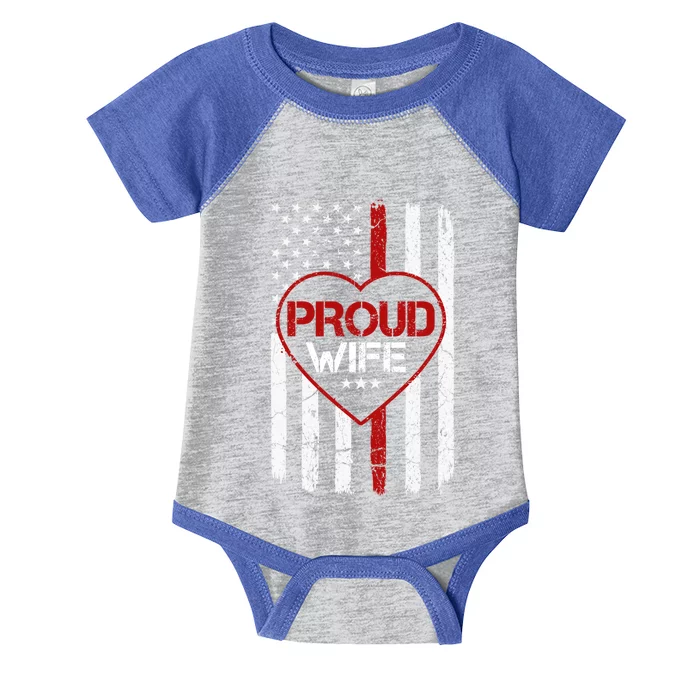 Proud Firefighter Wife American Flag Tee For Fire Wife Gift Infant Baby Jersey Bodysuit