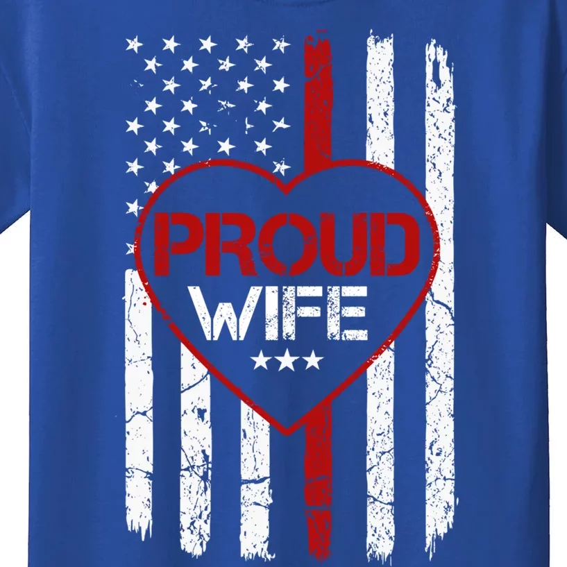 Proud Firefighter Wife American Flag Tee For Fire Wife Gift Kids T-Shirt