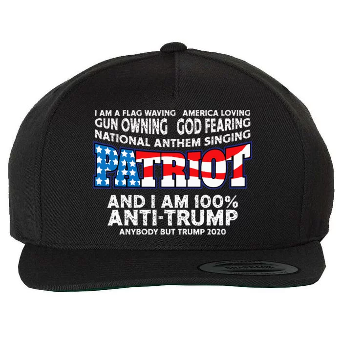 Patriots Flag Waving Red White And Blue Anti Trump Wool Snapback Cap