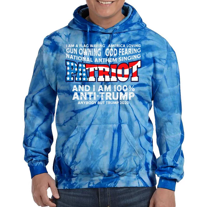 Patriots Flag Waving Red White And Blue Anti Trump Tie Dye Hoodie