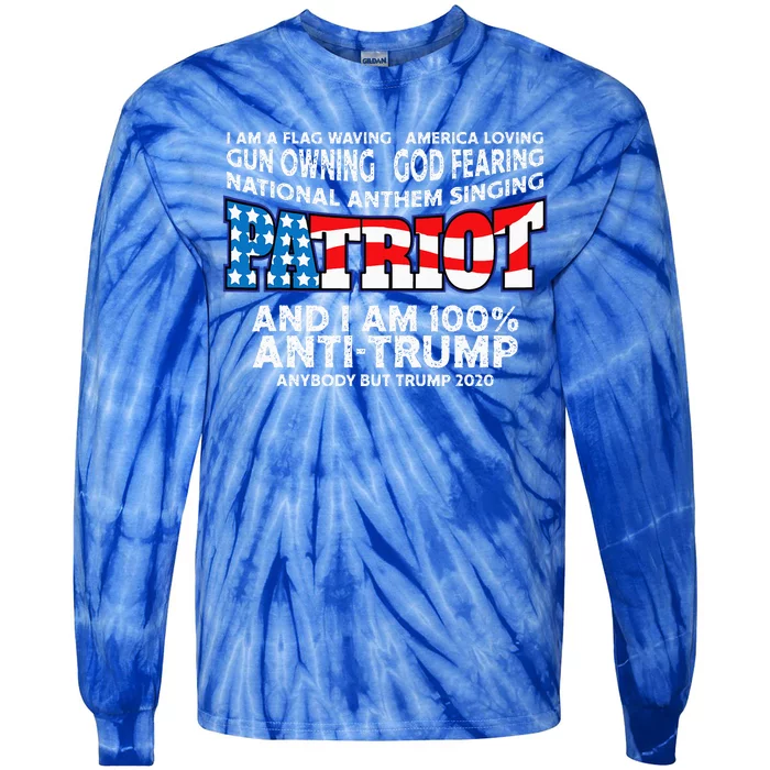 Patriots Flag Waving Red White And Blue Anti Trump Tie-Dye Long Sleeve Shirt