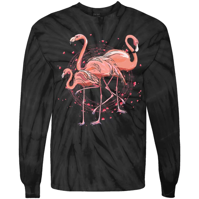 Pink Feathers Wo Flamingo Tie-Dye Long Sleeve Shirt