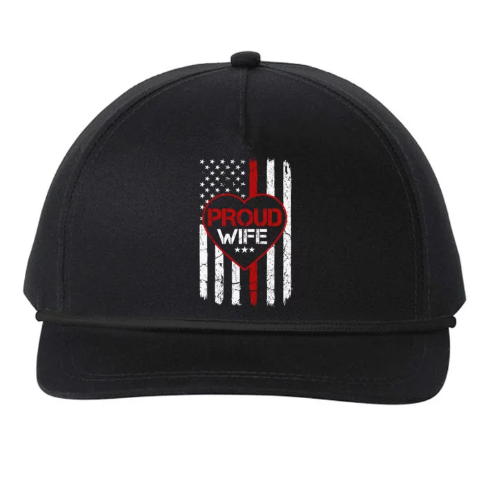 Proud Firefighter Wife American Flag Tee For Fire Wife Gift Snapback Five-Panel Rope Hat