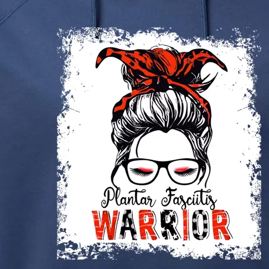 Plantar Fasciitis Warrior Mom Cute Gift Messy Bun Awareness Gift Performance Fleece Hoodie