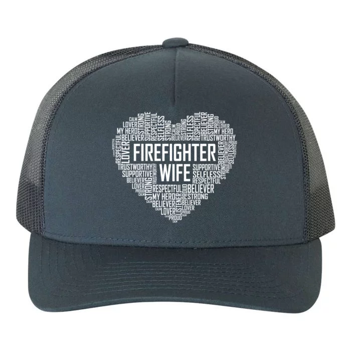 Proud Firefighter Wife Funny Gift Heart Fire Fighter Wife Gift Yupoong Adult 5-Panel Trucker Hat