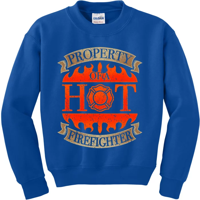 Proud Firefighter Wife Gift Fire Friend Hot Flame Kids Sweatshirt