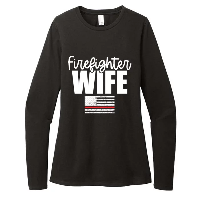 Proud Firefighter Wife Sweater Thin Red Line Wife Gift Flag Gift Womens CVC Long Sleeve Shirt