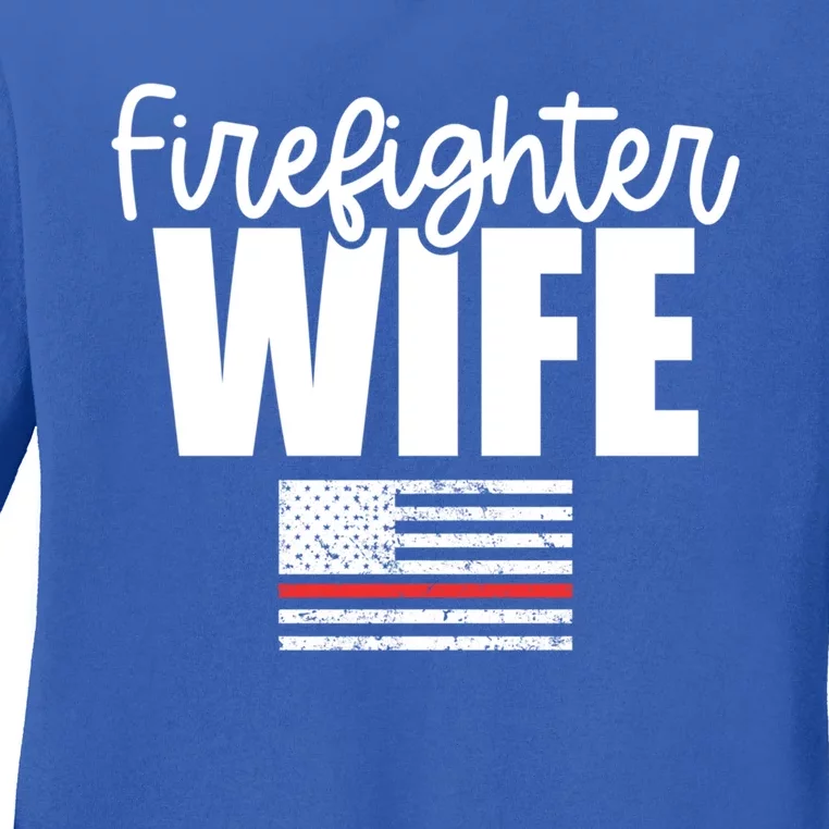 Proud Firefighter Wife Sweater Thin Red Line Wife Gift Flag Gift Ladies Long Sleeve Shirt