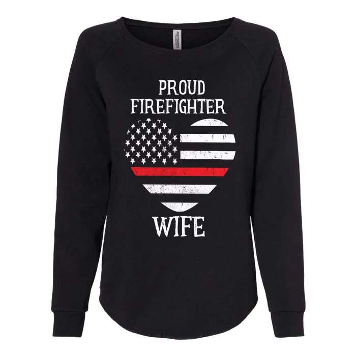 Proud Firefighter Wife Thin Red Line Heart Gift Womens California Wash Sweatshirt