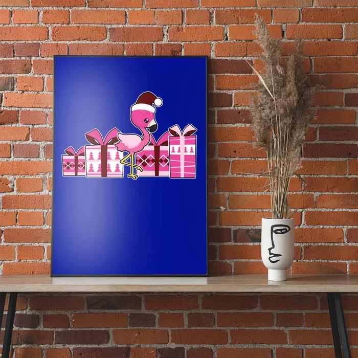 Pink Flamingo With Presents Cute Flamingo Christmas Cool Gift Poster