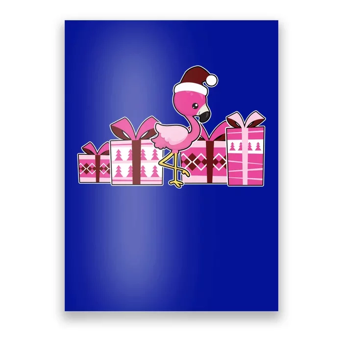 Pink Flamingo With Presents Cute Flamingo Christmas Cool Gift Poster