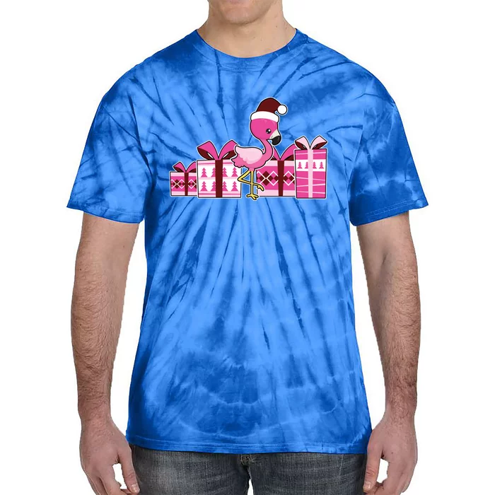 Pink Flamingo With Presents Cute Flamingo Christmas Cool Gift Tie-Dye T-Shirt