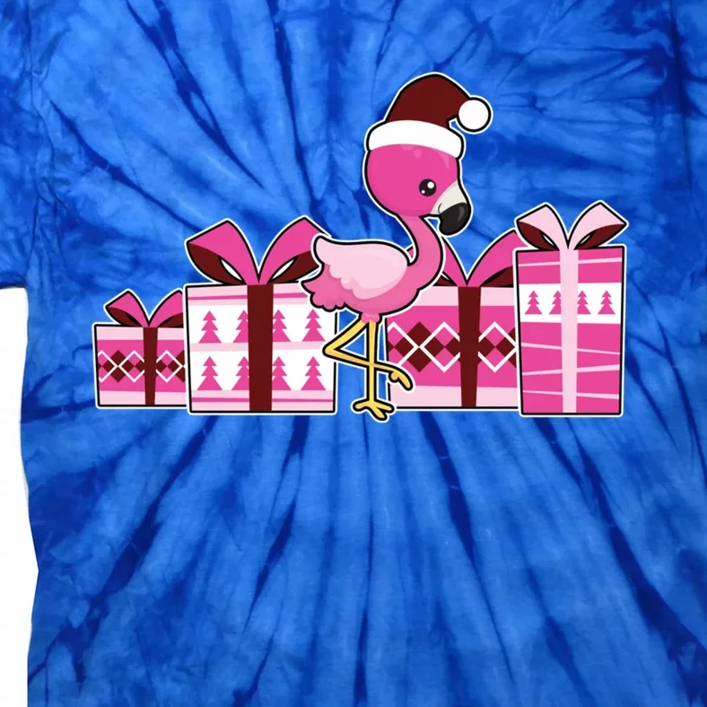 Pink Flamingo With Presents Cute Flamingo Christmas Cool Gift Tie-Dye T-Shirt