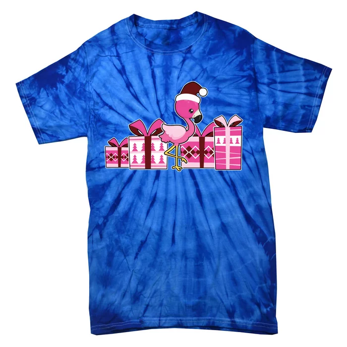 Pink Flamingo With Presents Cute Flamingo Christmas Cool Gift Tie-Dye T-Shirt