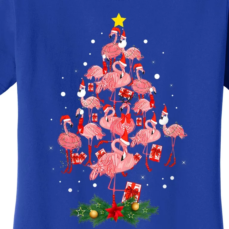 Pink Flamingo Xmas Tree Merry Flocking Christmas Gift Women's T-Shirt