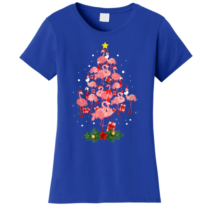 Pink Flamingo Xmas Tree Merry Flocking Christmas Gift Women's T-Shirt