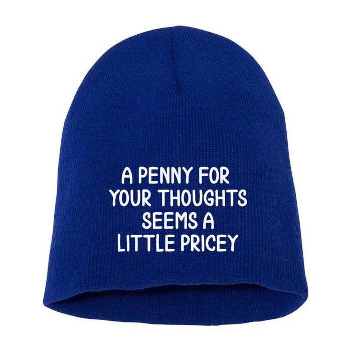 Penny For Your Thoughts Sarcastic Joke Short Acrylic Beanie