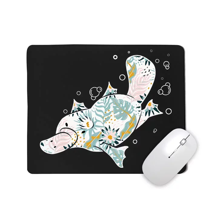 Platypus Floral Zookeeper Animal Lover Marine Biologist Mousepad