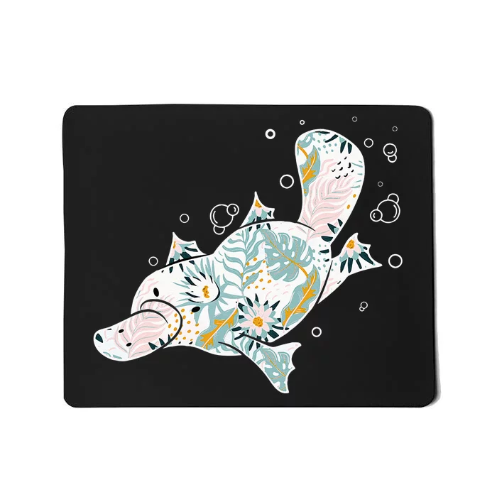 Platypus Floral Zookeeper Animal Lover Marine Biologist Mousepad