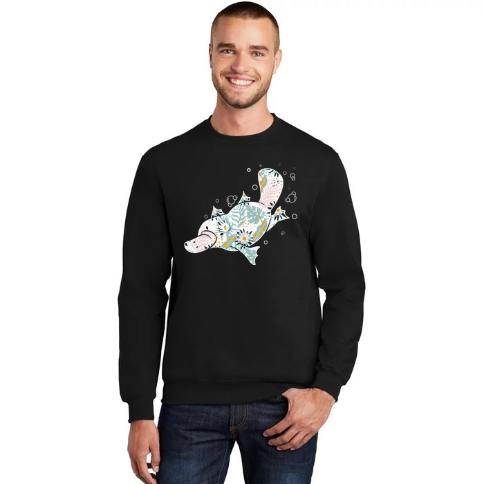 Platypus Floral Zookeeper Animal Lover Marine Biologist Tall Sweatshirt