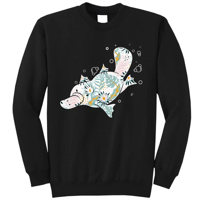 Platypus Floral Zookeeper Animal Lover Marine Biologist Tall Sweatshirt