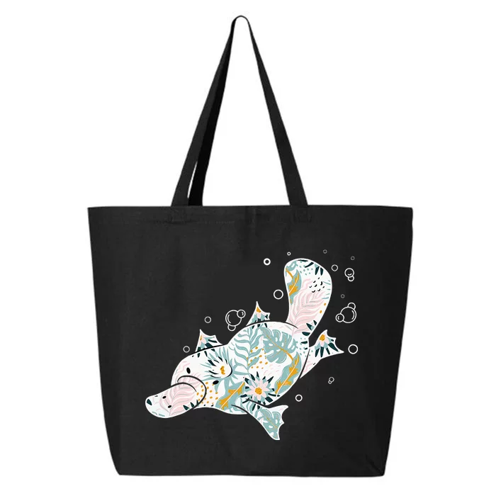 Platypus Floral Zookeeper Animal Lover Marine Biologist 25L Jumbo Tote