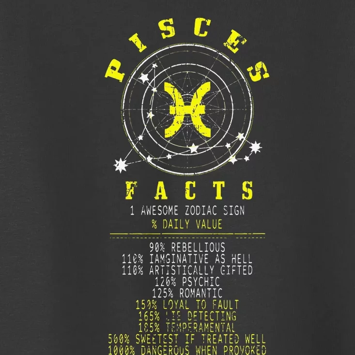 Pisces Facts Zodiac Sign Birthday Horoscope Astrology Toddler T-Shirt