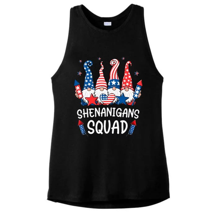 Patriotic Gnomes 4th Of July | Funny Shenanigans Squad Ladies Tri-Blend Wicking Tank