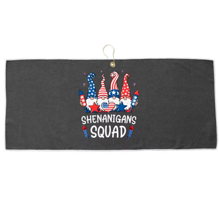 Patriotic Gnomes 4th Of July | Funny Shenanigans Squad Large Microfiber Waffle Golf Towel