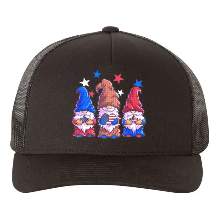 Patriotic Gnomes 4th Of July American Flag Usa Yupoong Adult 5-Panel Trucker Hat