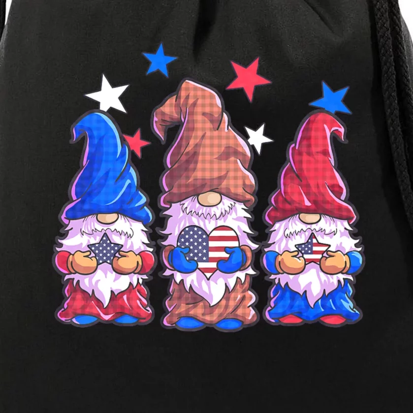 Patriotic Gnomes 4th Of July American Flag Usa Drawstring Bag