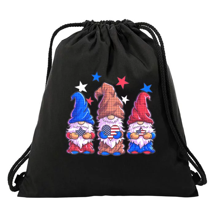 Patriotic Gnomes 4th Of July American Flag Usa Drawstring Bag