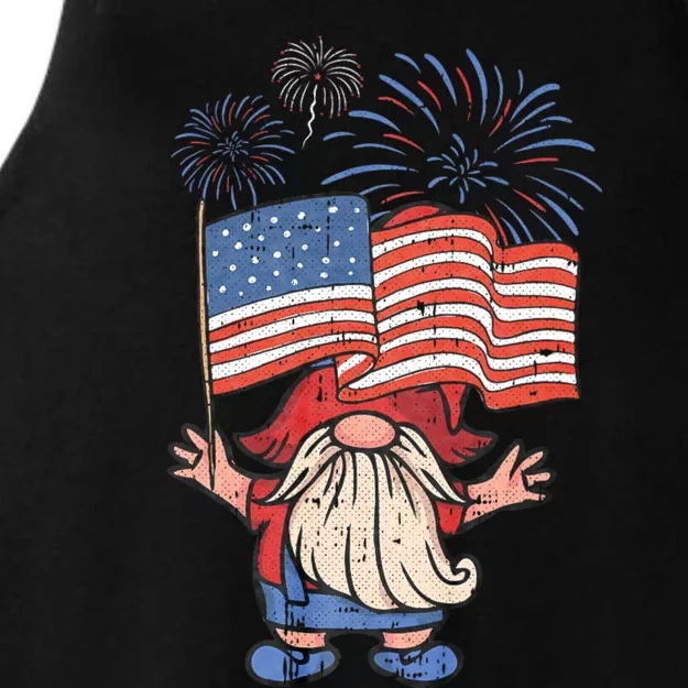 Patriotic Gnome 4th Of July American Flag Independence Day Ladies Tri-Blend Wicking Tank