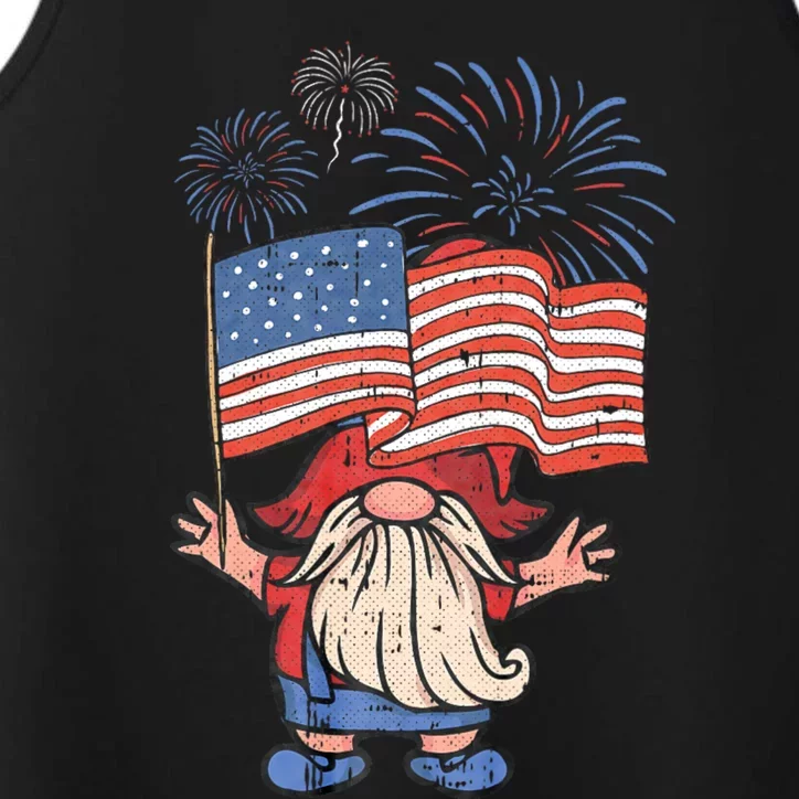 Patriotic Gnome 4th Of July American Flag Independence Day Performance Tank