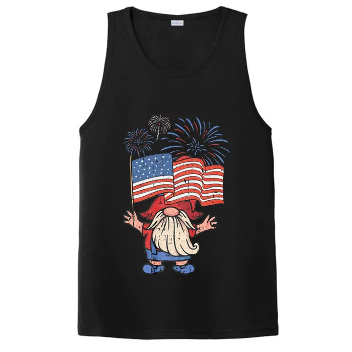 Patriotic Gnome 4th Of July American Flag Independence Day Performance Tank