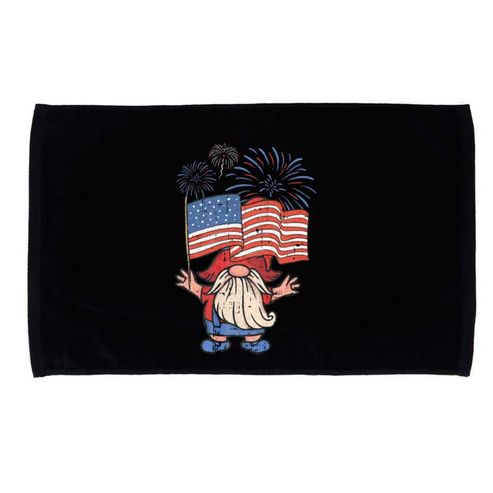 Patriotic Gnome 4th Of July American Flag Independence Day Microfiber Hand Towel