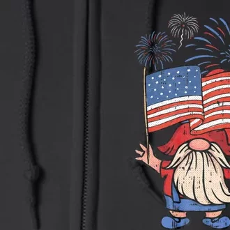 Patriotic Gnome 4th Of July American Flag Independence Day Full Zip Hoodie