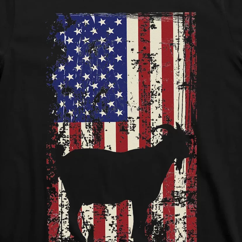 Patriotic Goat 4th of July American Flag T-Shirt