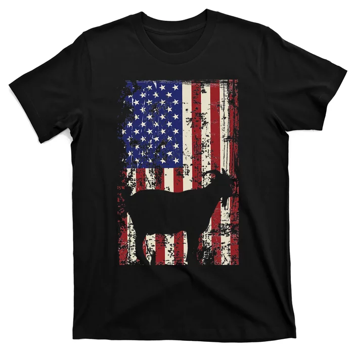 Patriotic Goat 4th of July American Flag T-Shirt