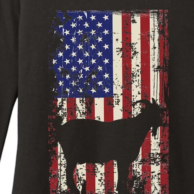 Patriotic Goat 4th of July American Flag Womens CVC Long Sleeve Shirt