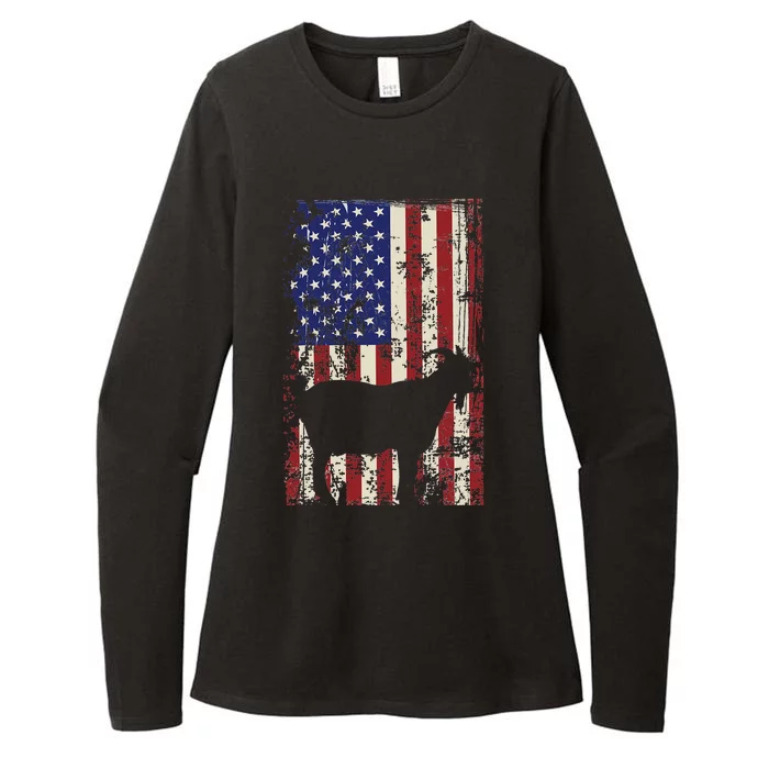 Patriotic Goat 4th of July American Flag Womens CVC Long Sleeve Shirt