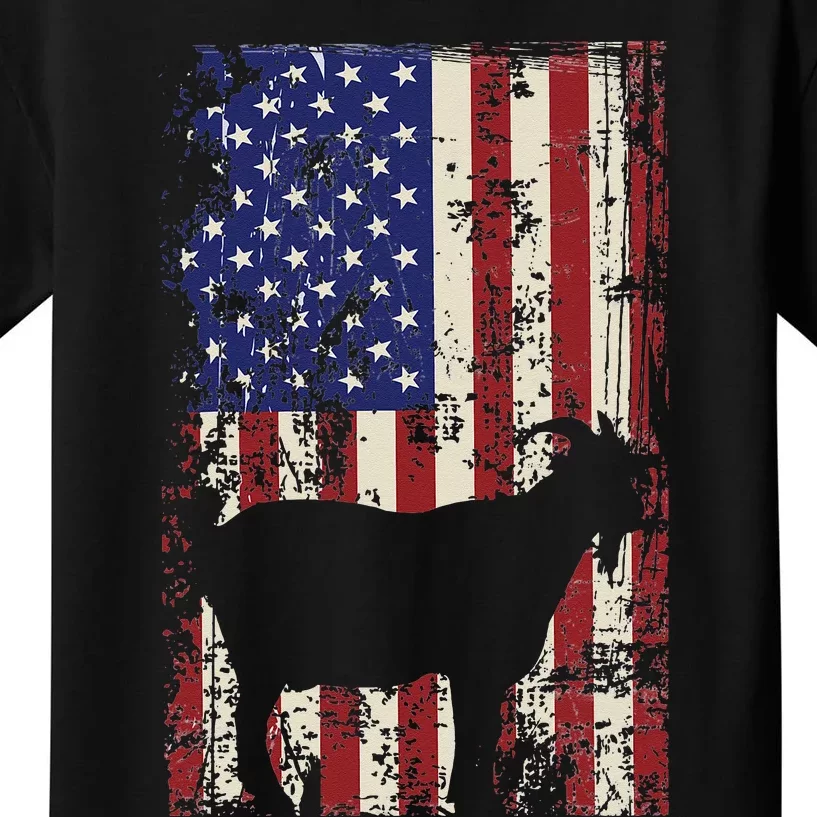 Patriotic Goat 4th of July American Flag Kids T-Shirt