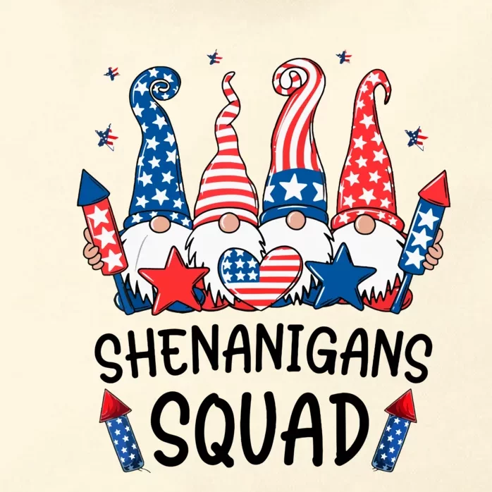 Patriotic Gnomes 4th Of July Funny Shenanigans Squad Zip Tote Bag