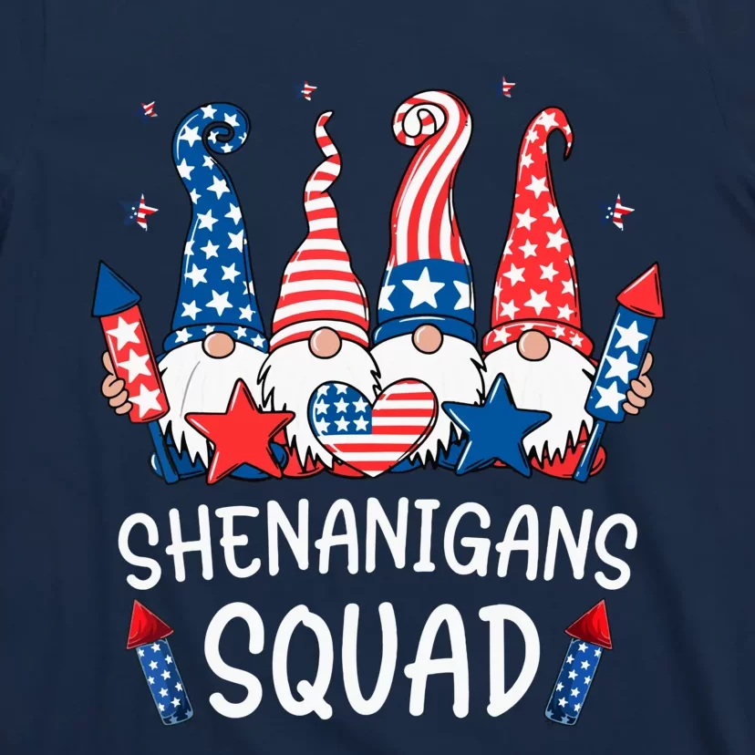 Patriotic Gnomes 4th Of July Funny Shenanigans Squad T-Shirt