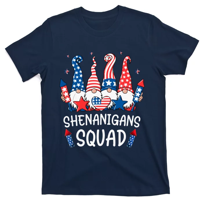 Patriotic Gnomes 4th Of July Funny Shenanigans Squad T-Shirt