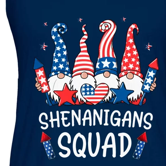 Patriotic Gnomes 4th Of July Funny Shenanigans Squad Ladies Essential Flowy Tank