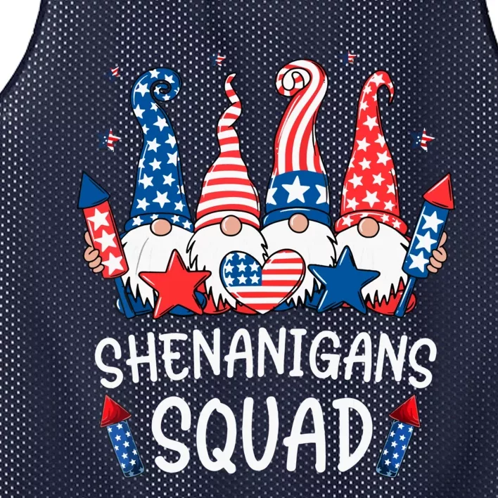 Patriotic Gnomes 4th Of July Funny Shenanigans Squad Mesh Reversible Basketball Jersey Tank