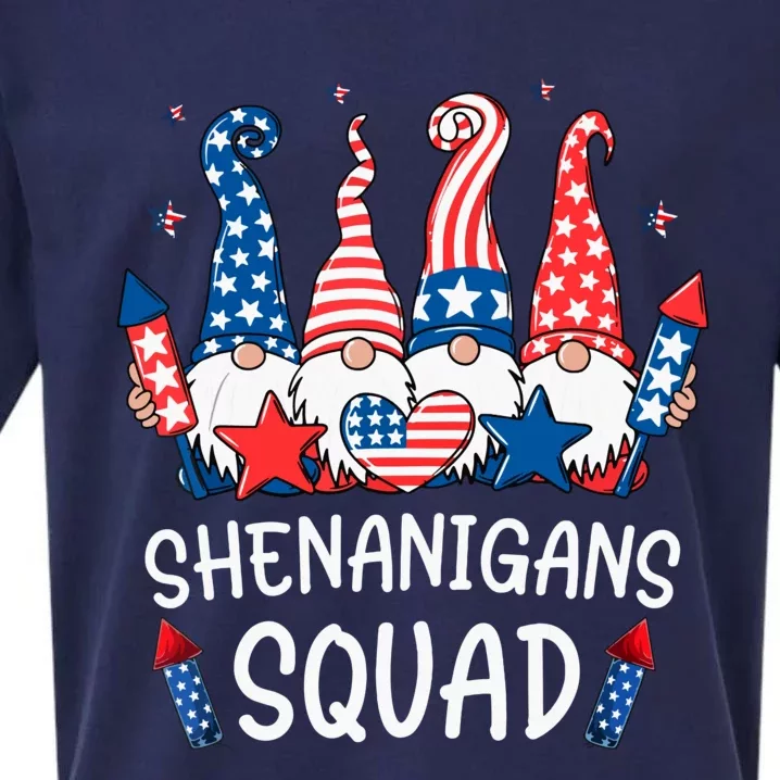 Patriotic Gnomes 4th Of July Funny Shenanigans Squad Sueded Cloud Jersey T-Shirt